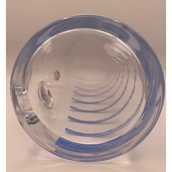 Vintage Heavy Glass Pitcher with Blue Stripes Pre-owned - Picture 4 of 5